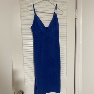 Royal blue suede bodycon midi